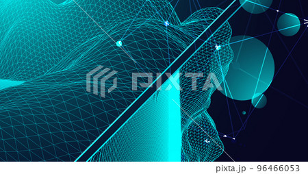 Trendy abstract wireframe background. Modern science or technology art elements. Surface illustration. Vector. 96466053