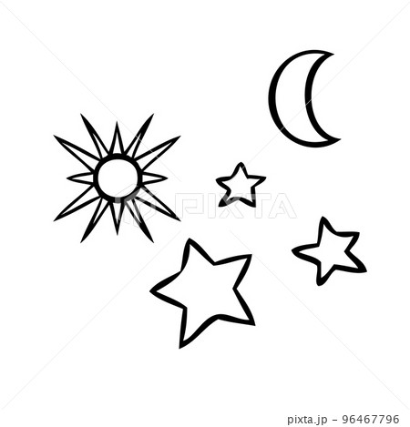 Esoteric symbols of the star. Celestial signs. Vector illustration. 96467796