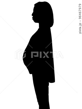 臨月を迎えた「妊婦さん」黒のシルエット 臨月を迎えた「妊婦さん」黒のシルエット 96467979