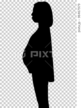 臨月を迎えた「妊婦さん」黒のシルエット 臨月を迎えた「妊婦さん」黒のシルエット 96467979