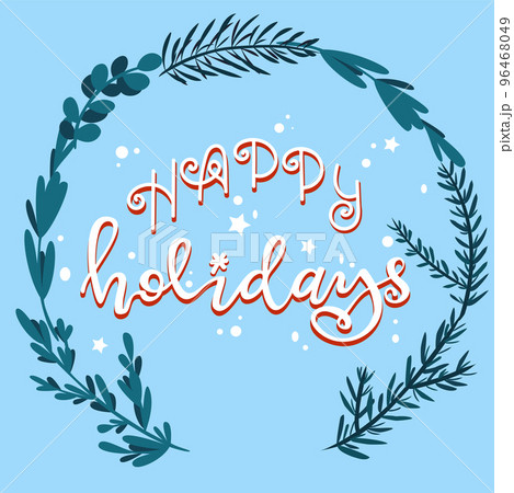 Winter Post Card with Floral Frame and Lettering Winter Post Card with Floral Frame and Lettering 96468049