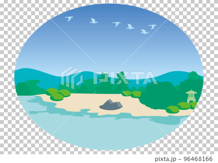 候鳥飛越日本庭園的風景 96468166