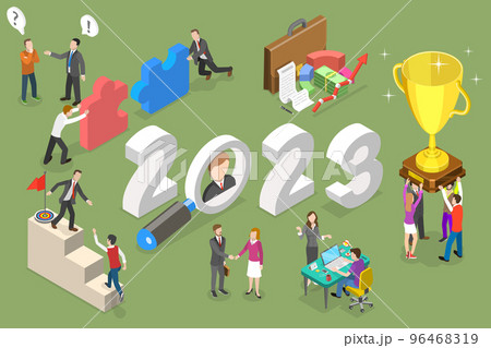 3D Isometric Flat Vector Conceptual Illustration of New Year 2023 And Employees Onboarding 3D Isometric Flat Vector Conceptual Illustration of New Year 2023 And Employees Onboarding 96468319