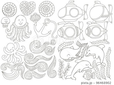 Monochrome Illustrations in hand draw style Monochrome Illustrations in hand draw style 96468902