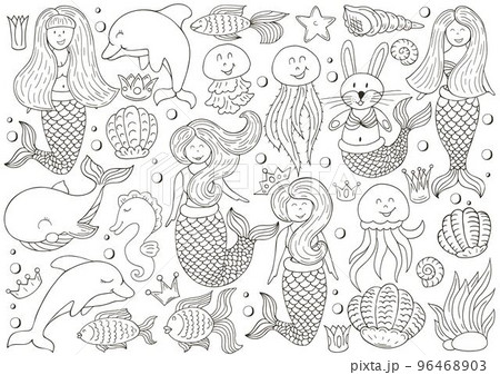 Monochrome Illustrations in hand draw style Monochrome Illustrations in hand draw style 96468903