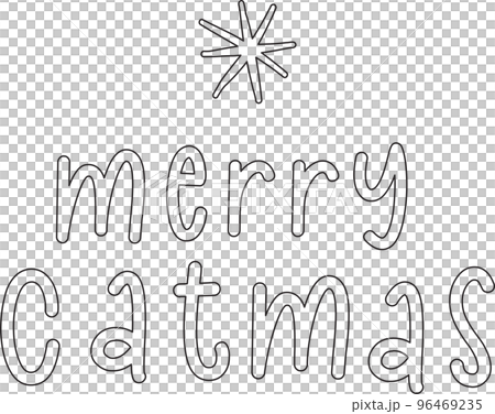 cute Christmas merry catmas word outline cartoon svg doodle outline hand drawn 96469235