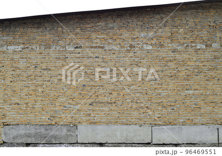 Weathered and stained old brick wall texture 96469551