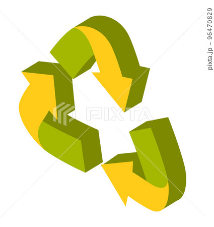 Arrows in the shape of a triangle green and yellow isolated on white. Eco-friendly concept 96470829