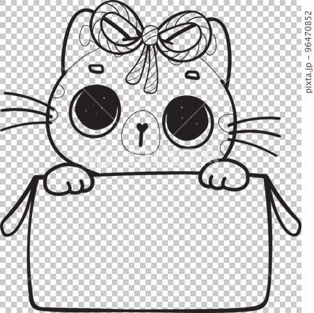 cute Christmas playful kitty cat play with present gift box outline cartoon doodle hand drawn cute Christmas playful kitty cat play with present gift box outline cartoon doodle hand drawn 96470852