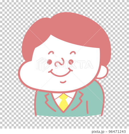シンプル　笑顔のコミカルな男性キャラクターイラスト素材　ビジネス 96471243