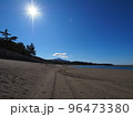 太陽が輝く晴れた日の海岸（超広角） 96473380