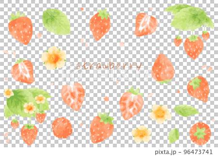 Cute hand drawn strawberry material set 96473741