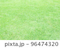 チョークで描いた芝生の背景。緑の草原のイラスト 96474320
