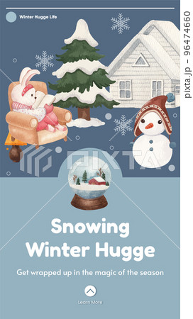 Instagram story template with winter hugge life concept,watercolor style Instagram story template with winter hugge life concept,watercolor style 96474660