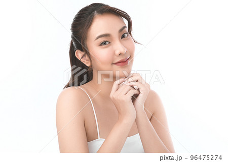 Beautiful young asian woman with clean fresh skin on white background, Face care, Facial treatment, Cosmetology, beauty and spa, Asian women portrait. 96475274