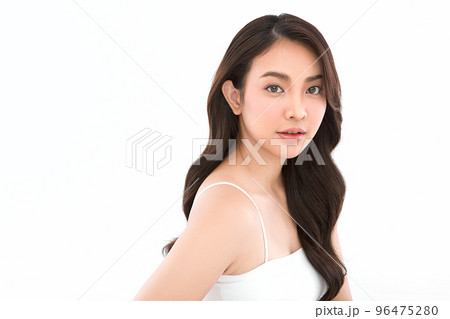 Beautiful young asian woman with clean fresh skin on white background, Face care, Facial treatment, Cosmetology, beauty and spa, Asian women portrait. 96475280