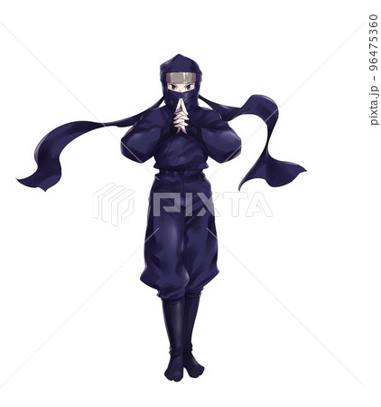 手で印を結ぶ忍者　頭巾有り 96475360