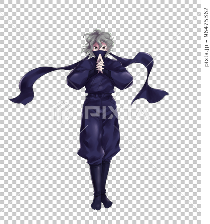 手で印を結ぶ忍者　頭巾なし　 96475362