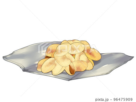 パッケージ袋を開いたポテトチップス 96475909