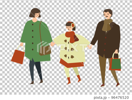 Illustration of a family shopping in winter Illustration of a family shopping in winter 96476520