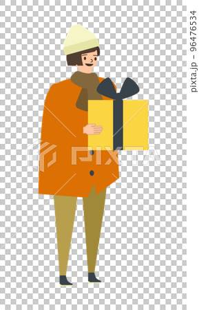 Illustration of a man with a present Illustration of a man with a present 96476534