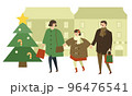 クリスマスのショッピングをする家族のイラスト 96476541