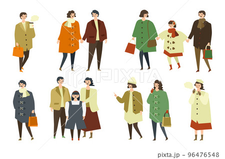 冬の街の人々イラストセット 96476548