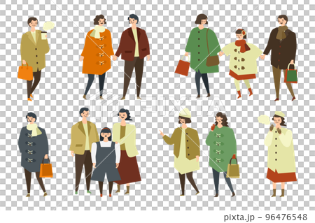 冬の街の人々イラストセット 96476548