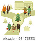 クリスマスの街並み 人々のイラスト 96476553