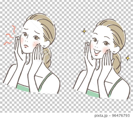 一組女人皮膚狀態不好的時候和好的時候 96476793