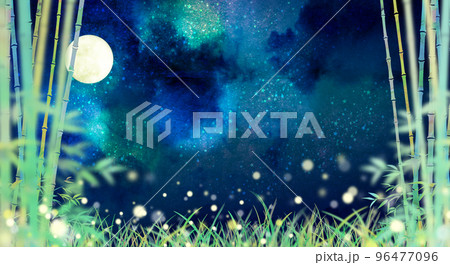 幻想的な月夜の竹林　背景素材 96477096