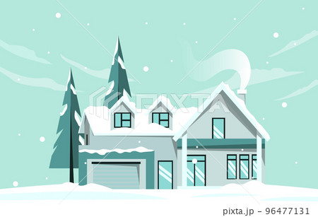House Home Pine in Snow Fall Winter Illustration 96477131