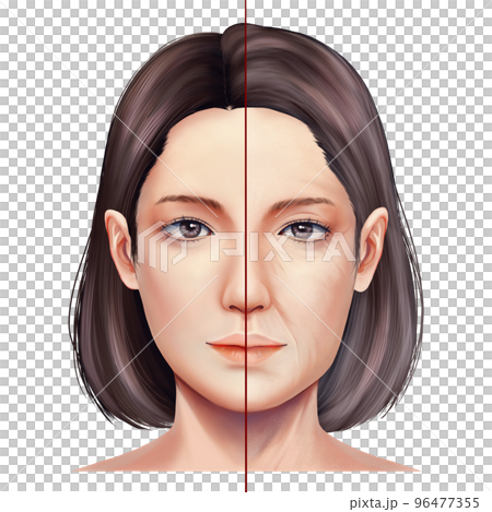 插圖光柵素材前後真實女人的前臉 96477355