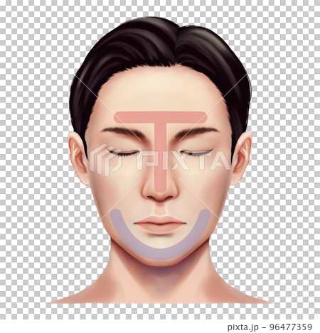 目を閉じたリアルな男性の正面顔イラスト スキンケアTUゾーン ラスター素材 目を閉じたリアルな男性の正面顔イラスト スキンケアTUゾーン ラスター素材 96477359