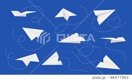 Paper Airplanes Travel Routes Blue Paper Airplanes Travel Routes Blue 96477903