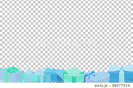 Horizontal gift frame with a lot of impact with many gift boxes lined up side by side_modern cold color_no text Horizontal gift frame with a lot of impact with many gift boxes lined up side by side_modern cold color_no text 96477914