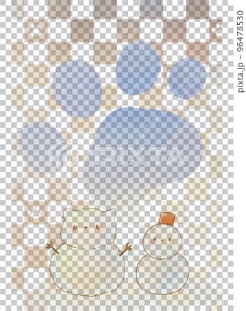 插圖素材:在寒冷的天氣裡參觀貓和雪人(帶複製空間的ver) 插圖素材:在寒冷的天氣裡參觀貓和雪人(帶複製空間的ver) 96478530