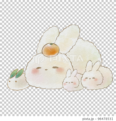 Illustration material: Snow rabbit and rabbit parent and child (hand-painted watercolor style) 96478531