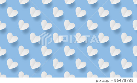 白い紙のハートが青い背景に浮かぶシームレスな背景素材 白い紙のハートが青い背景に浮かぶシームレスな背景素材 96478739