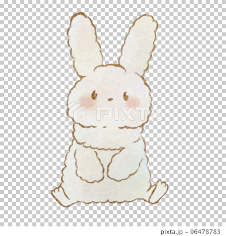 Illustration material: Rabbit sitting (hand drawn watercolor style) 96478783