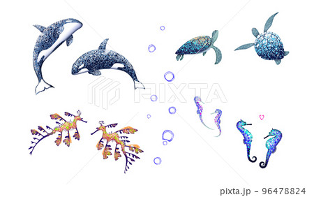カラフルにペイントした海洋生物 カラフルにペイントした海洋生物 96478824