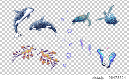 カラフルにペイントした海洋生物 カラフルにペイントした海洋生物 96478824