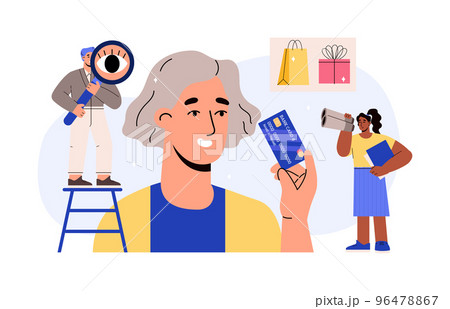 Behavior of consumers and trigger of purchases, vector illustration isolated. 96478867