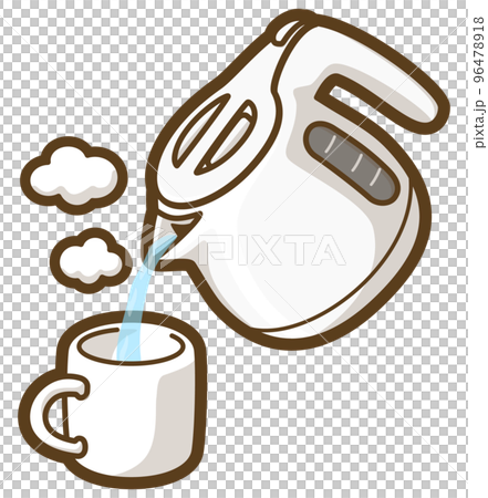 電気ケトルでマグカップにお湯を注ぐ 電気ケトルでマグカップにお湯を注ぐ 96478918