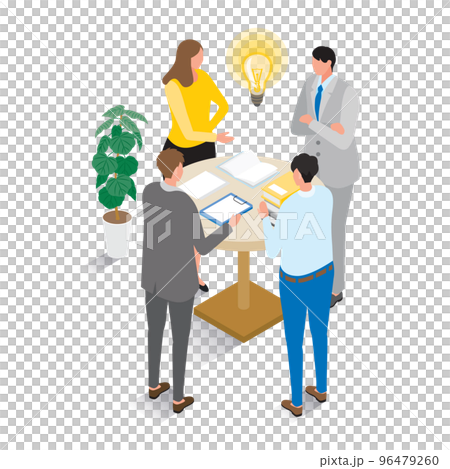 Isometric _ Men and women who had an idea while having a meeting 96479260