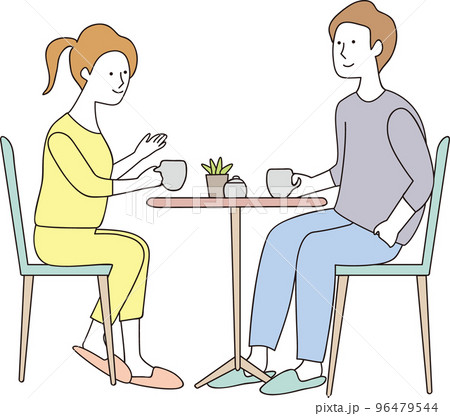 会話する男女 線あり 96479544