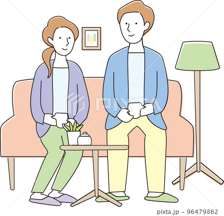 くつろぐ男女 長袖 96479862