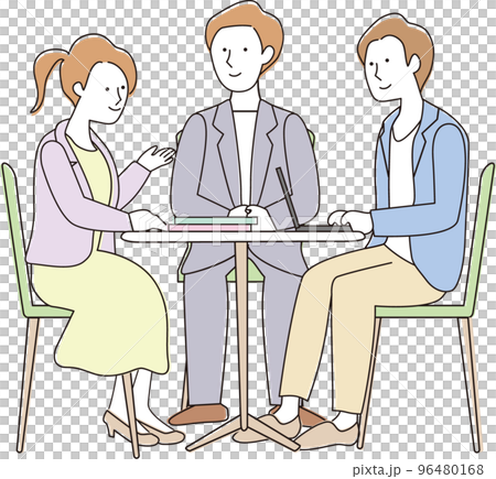 会話する男女 線あり　ツヤあり 96480168