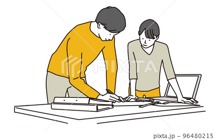 家の製図をするアジア人設計士 家の製図をするアジア人設計士 96480215