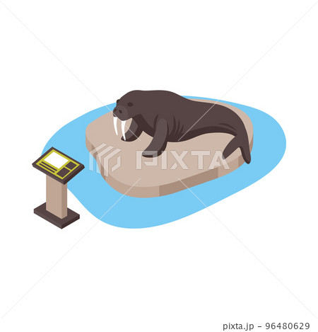 Isometric Zoo Walrus Composition 96480629